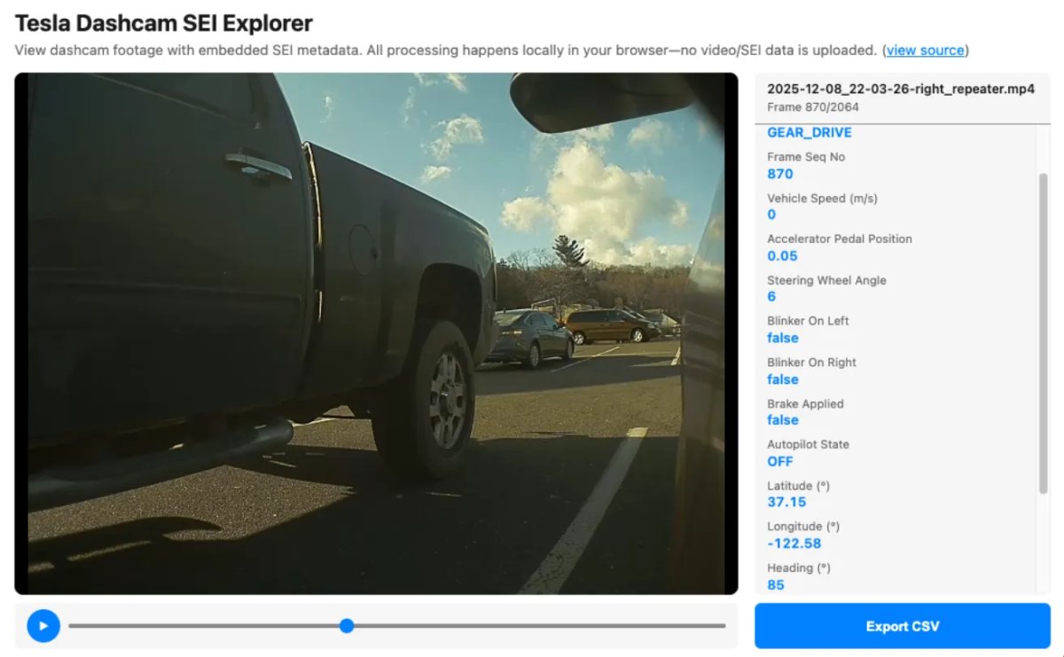 A look at Tesla's Dashcam tool with mock data